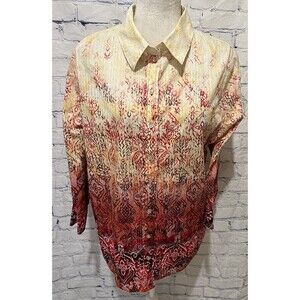 Alia Plus Size Ombre Moroccan Moment Button Down Shirt Blouse Size 16W